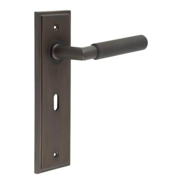 Click Here To Enlarge This Photo Of BUR40KIT87 Frelan Hardware Burlington Piccadilly Door Handles on 57mm Lock Backplate Dark Bronze
