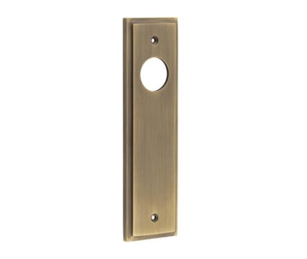 Click Here To Enlarge This Photo Of BUR450AB Frelan Hardware Burlington II Latch Backplates to suit Lever Handles Antique Brass