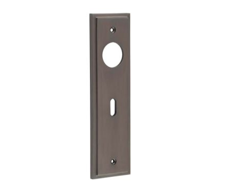 Click Here To Enlarge This Photo Of BUR451DB Frelan Hardware Burlington II Standard Key (57mm c/c) Lock Backplates to suit Lever Handles Dark Bronze