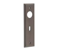 BUR451DB Frelan Hardware Burlington II Standard Key (57mm c/c) Lock Backplates to suit Lever Handles Dark Bronze