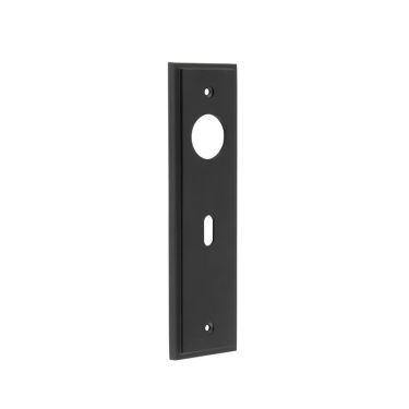 Click Here To Enlarge This Photo Of BUR451MB Frelan Hardware Burlington II Standard Key (57mm c/c) Lock Backplates to suit Lever Handles Matt Black