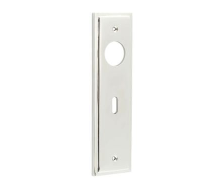 Click Here To Enlarge This Photo Of BUR451PN Frelan Hardware Burlington II Standard Key (57mm c/c) Lock Backplates to suit Lever Handles Polished Nickel