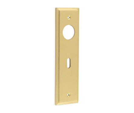 Click Here To Enlarge This Photo Of BUR451SB Frelan Hardware Burlington II Standard Key (57mm c/c) Lock Backplates to suit Lever Handles Satin Brass