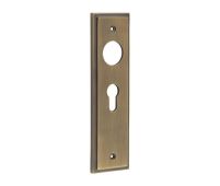 BUR454AB Frelan Hardware Burlington II Euro Profile (47.5mm c/c) Lock Backplates to suit Lever Handles Antique Brass