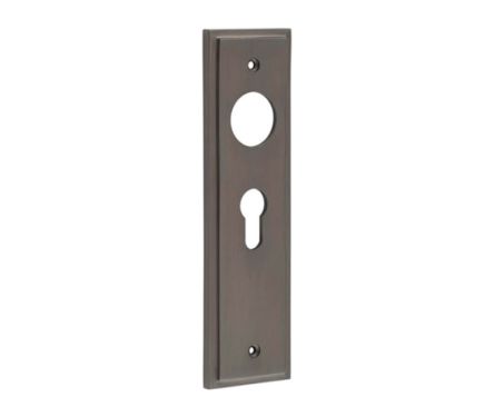 Click Here To Enlarge This Photo Of BUR454DB Frelan Hardware Burlington II Euro Profile (47.5mm c/c) Lock Backplates to suit Lever Handles Dark Bronze