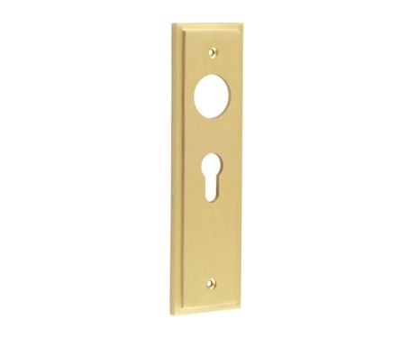 Click Here To Enlarge This Photo Of BUR454SB Frelan Hardware Burlington II Euro Profile (47.5mm c/c) Lock Backplates to suit Lever Handles Satin Brass