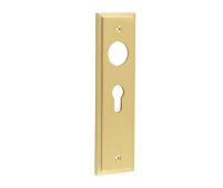 BUR454SB Frelan Hardware Burlington II Euro Profile (47.5mm c/c) Lock Backplates to suit Lever Handles Satin Brass