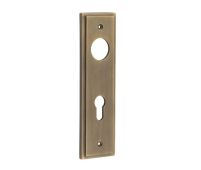 BUR455AB Frelan Hardware Burlington II Euro Profile (72mm c/c) Din Lock Backplates to suit Lever Handles Antique Brass