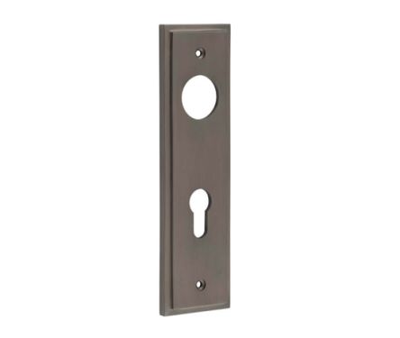 Click Here To Enlarge This Photo Of BUR455DB Frelan Hardware Burlington II Euro Profile (72mm c/c) Din Lock Backplates to suit Lever Handles Dark Bronze
