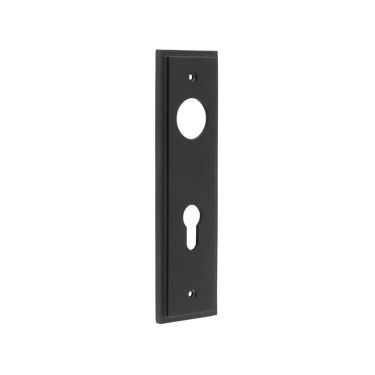 Click Here To Enlarge This Photo Of BUR455MB Frelan Hardware Burlington II Euro Profile (72mm c/c) Din Lock Backplates to suit Lever Handles Matt Black