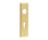 BUR455SB Frelan Hardware Burlington II Euro Profile (72mm c/c) Din Lock Backplates to suit Lever Handles Satin Brass