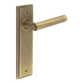 BUR45KIT8 Frelan Hardware Burlington Richmond Door Handles on Latch Backplate Antique Brass