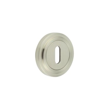 Click Here To Enlarge This Photo Of BUR-60SN-73SN Frelan Hardware Burlington Standard Keyway Escutcheon on Stepped Rose Satin Nickel