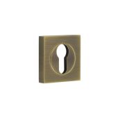 BUR-61AB-171AB Frelan Hardware Burlington Euro Profile Escutcheon on Square Plain Rose Antique Brass