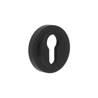 BUR-61MB-71MB Frelan Hardware Burlington Euro Profile Escutcheon on Plain Rose Matt Black