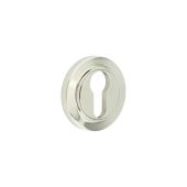 BUR-61PN-72PN Frelan Hardware Burlington Euro Profile Escutcheon on Chamfered Rose Polished Nickel
