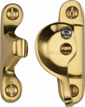 Click Here To Enlarge This Photo Of V2060L-PB Heritage Brass Fitch Pattern Sash Fastener Lockable Polished Brass Finish
