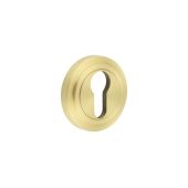 BUR-61SB-73SB Frelan Hardware Burlington Euro Profile Escutcheon on Stepped Rose Satin Brass