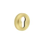 BUR-61SB-75SB Frelan Hardware Burlington Euro Profile Escutcheon on Knurled Rose Satin Brass