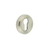 BUR-61SN-73SN Frelan Hardware Burlington Euro Profile Escutcheon on Stepped Rose Satin Nickel