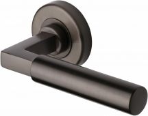V2259-MB Heritage Brass Door Handle Lever on Rose Bauhaus Design Matt Bronze Finish