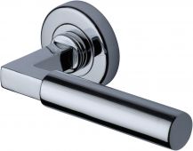 V2259-PC Heritage Brass Door Handle Lever on Rose Bauhaus Design Polished Chrome Finish