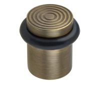 BUR963AB Frelan Hardware Burlington Reeded Floor Mounted Door Stop 40mm Dia Antique Brass