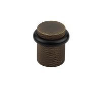 BUR964AB Frelan Hardware Burlington Knurled Floor Mounted Door Stop 40mm Dia Antique Brass