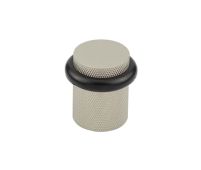 BUR964SN Frelan Hardware Burlington Knurled Floor Mounted Door Stop 40mm Dia Satin Nickel
