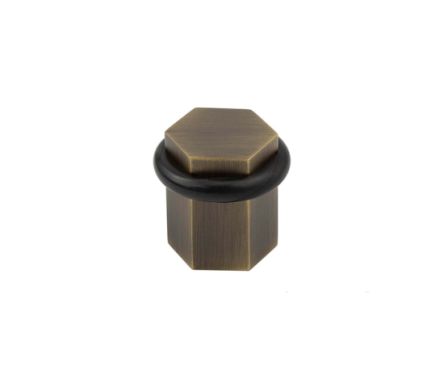 Click Here To Enlarge This Photo Of BUR965AB Frelan Hardware Burlington Hexagonal Floor Mounted Door Stop 40mm Dia Antique Brass