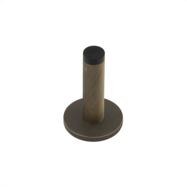 Click Here To Enlarge This Photo Of BUR-968AB-969AB Frelan Hardware Burlington Knurled 75mm Wall Mounted Door Stop (Knurled Rose) Antique Brass