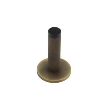 Click Here To Enlarge This Photo Of BUR-968AB-971AB Frelan Hardware Burlington Knurled 75mm Wall Mounted Door Stop (Plain Rose) Antique Brass