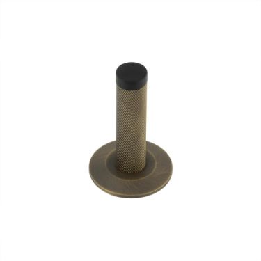 Click Here To Enlarge This Photo Of BUR-968AB-972AB Frelan Hardware Burlington Knurled 75mm Wall Mounted Door Stop (Chamfered Rose) Antique Brass