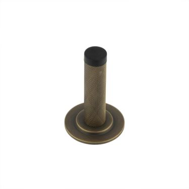 Click Here To Enlarge This Photo Of BUR-968AB-973AB Frelan Hardware Burlington Knurled 75mm Wall Mounted Door Stop (Stepped Rose) Antique Brass