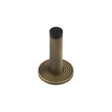 Click Here To Enlarge This Photo Of BUR-968AB-974AB Frelan Hardware Burlington Knurled 75mm Wall Mounted Door Stop (Reeded Rose) Antique Brass