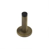 BUR-968AB-974AB Frelan Hardware Burlington Knurled 75mm Wall Mounted Door Stop (Reeded Rose) Antique Brass