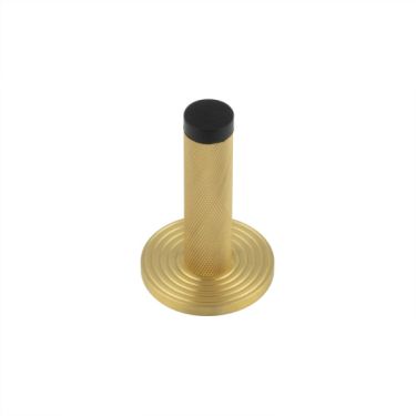Click Here To Enlarge This Photo Of BUR-968SB-974SB Frelan Hardware Burlington Knurled 75mm Wall Mounted Door Stop (Reeded Rose) Satin Brass