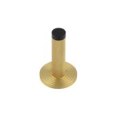 BUR-968SB-974SB Frelan Hardware Burlington Knurled 75mm Wall Mounted Door Stop (Reeded Rose) Satin Brass
