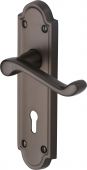 V300-MB Heritage Brass Door Handle Lever Lock Meridian Design Matt Bronze Finish