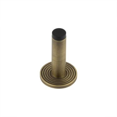 Click Here To Enlarge This Photo Of BUR-970AB-974AB Frelan Hardware Burlington Plain 75mm Wall Mounted Door Stop (Reeded Rose) Antique Brass