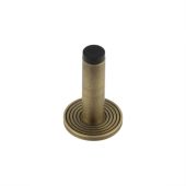 BUR-970AB-974AB Frelan Hardware Burlington Plain 75mm Wall Mounted Door Stop (Reeded Rose) Antique Brass