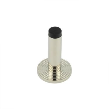 Click Here To Enlarge This Photo Of BUR-970PN-974PN Frelan Hardware Burlington Plain 75mm Wall Mounted Door Stop (Reeded Rose) Polished Nickel