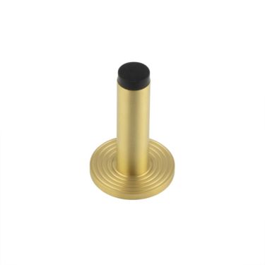 Click Here To Enlarge This Photo Of BUR-970SB-974SB Frelan Hardware Burlington Plain 75mm Wall Mounted Door Stop (Reeded Rose) Satin Brass