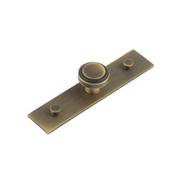 Click Here To Enlarge This Photo Of HOX-1030AB-5090AB Frelan Hardware Hoxton Cropley Cupboard Knob 30mm on Plain Backplate Antique Brass