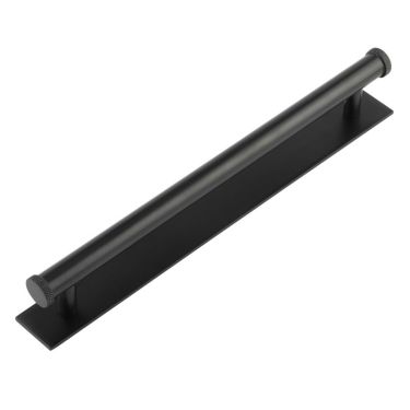 Click Here To Enlarge This Photo Of HOX-160MB-5060MB Frelan Hardware Hoxton Wenlock Cabinet Handle 224mm on Plain Backplate Matt Black
