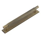 HOX-2060AB-6060AB Frelan Hardware Hoxton Taplow Cabinet Handle 224mm on Stepped Backplate Antique Brass