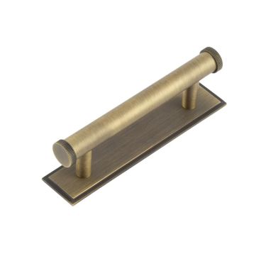 Click Here To Enlarge This Photo Of HOX-250AB-6050AB Frelan Hardware Hoxton Thaxted Cabinet Handle 96mm on Stepped Backplate Antique Brass