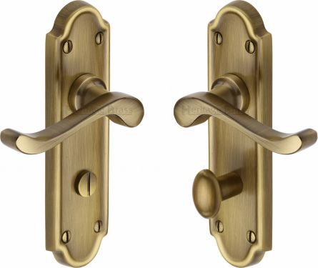 Click Here To Enlarge This Photo Of V330-AT Heritage Brass Door Handle For Bathroom Meridian Design Antique Brass Finish