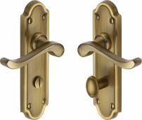 V330-AT Heritage Brass Door Handle For Bathroom Meridian Design Antique Brass Finish