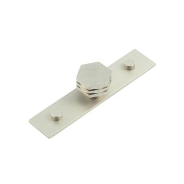 Click Here To Enlarge This Photo Of HOX-330SN-5090SN Frelan Hardware Hoxton Nile Cupboard Knob 30mm on Plain Backplate Satin Nickel